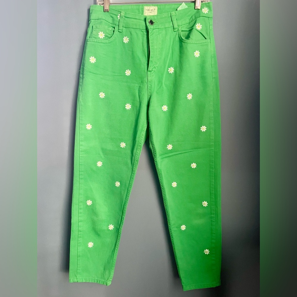 QUZU Kelly Green Skinny Daisy Jeans Size 30